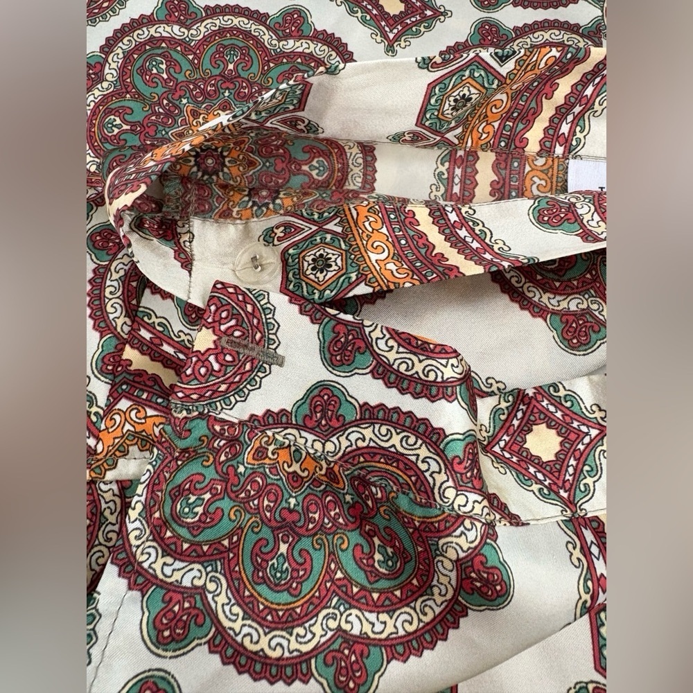 Topshop Satin Mandala Paisley Print A-line Midi Wrap Skirt | Size 8 - Picture 13 of 16